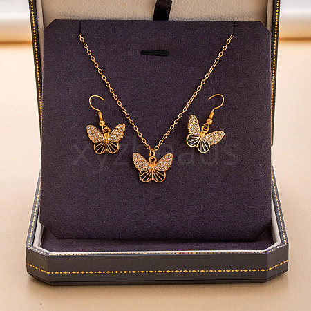 Alloy Rhinestone & Enamel Pendant Necklaces & Dangle Earrings Sets for Women FS-WGD52C4-03-1