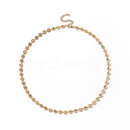 Colorful Enamel Flower Link Chain Necklace NJEW-JN04233-1