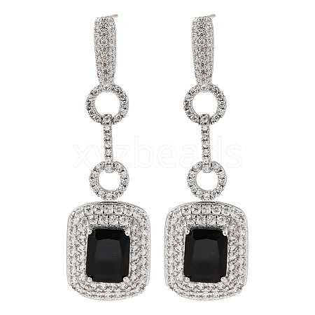 Brass Micro Pave Cubic Zirconia Dangle Stud Earrings EJEW-H014-15P-08-1