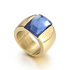 304 Stainless Steel & Glass Finger Rings FS-WGBA2F3-25-1