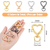 DICOSMETIC 16Pcs 4 Colors Zinc Alloy Heart Shaped Swivel Hook Clasps FIND-DC0004-52-2