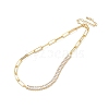 Clear Cubic Zirconia & Paperclip Chain Necklace for Girl Women Gift NJEW-A005-06G-1