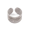 Non-Tarnish 304 Stainless Steel Multi Line Open Cuff Rings for Women RJEW-G285-10P-2