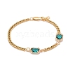 Rectangle with Glass Link Bracelets BJEW-JB06275-02-1