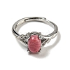 Oval Natural Rhodonite Adjustable Rings RJEW-Q818-01P-04A-3