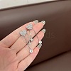 Heart with Flat Round Alloy Crystal Rhinestone Dangle Stud Earrings FS-WG4183D-01-1