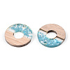 Transparent Resin & White Wood Pendants RESI-N039-52-2