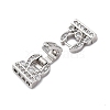 Brass Micro Pave Clear Cubic Zirconia Fold Over Clasps KK-P291-16P-2