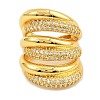 Brass Micro Pave Cubic Zirconia Cuff Rings RJEW-S392-15G-2