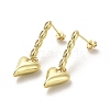 Heart Rack Plating Brass Micro Pave Clear Cubic Zirconia Dangle Stud Earrings EJEW-M240-06G-1