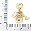 Rack Plating Brass Clear Cubic Zirconia Makeup European Dangle Charms KK-P287-34D-G-3