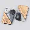 Transparent Resin & Walnut Wood Pendants RESI-S389-049A-A02-2