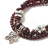 Natural Garnet Chip Beads Multi-strand Bracelet BJEW-JB07052-03-4