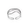 304 Stainless Steel Wave Wire Wrap Open Cuff Ring for Women RJEW-N038-047P-1