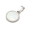 304 Stainless Steel Pave Natural White Shell Flat Round Charms STAS-S130-02P-2