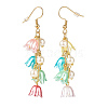 Plastic Flower with Brass Chains Long Dangle Earrings EJEW-JE04942-2