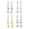 Flower of Life Glass & Acrylic Dangle Leverback Earrings EJEW-JE05558-1