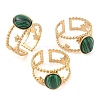 Oval Natural Malachite Finger Rings RJEW-Z057-11G-02-4