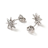 Rack Plating Brass Micro Pave Clear Cubic Zirconia Star Stud Earrings EJEW-F301-25-3