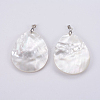 Natural White Shell Mother of Pearl Shell Big Pendants SSHEL-L008-40P-3