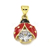 Rack Plating Brass Micro Pave Clear Cubic Zirconia with Enamel Pendant KK-B091-37G-02-1