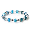 Natural Banded Agate Dyed Round Beaded Stretch Bracelets for Women JT2459-8-1