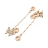 Rack Plating Butterfly Brass Clear Cubic Zirconia European Safety Chains KK-F879-19G-2