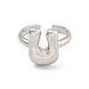 Brass Letter Open Cuff Rings for Women RJEW-G313-01U-P-2