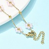 304 Stainless Steel & Synthetic Stone Daisy Flower Chain Anklets for Women AJEW-B031-01G-02-3