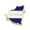 Rack Plating Brass Blue & White Enamel Nicaragua Map Links Connector Charms KK-S379-25G-1