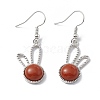 Natural Red Jasper Rabbit Dangle Earrings EJEW-A092-05P-13-1