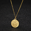 Stylish Stainless Steel Flat Round Coin Pendant Necklaces for Women Daily Wear JJ2205-2-1