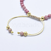 Natural Rhodochrosite Braided Bead Bracelets BJEW-I258-E02-2