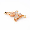 Brass Micro Pave Clear Cubic Zirconia Fold Over Clasps KK-T062-111G-NF-2