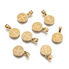 Flat Round with San Benito & Word 304 Stainless Steel Charms Ion Plating(IP) STAS-YW0001-98-1