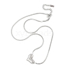 304 Stainless Steel Heart Pendant Flat Snake Chain Necklaces for Women NJEW-F328-09P-2