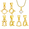 6Pcs 3 Styles Brass Pendant Cabochon Settings KK-PH0015-49G-1