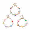 3Pcs 3 Style Natural Pearl & Polymer Clay Beaded Bracelets Set BJEW-TA00236-1
