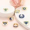 9Pcs 9 Style Alloy Enamel Signet Finger Rings and Cuff Rings Set RJEW-LS0001-58-5