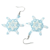 Christmas Snowflake Glass Seed Braided Dangle Earrings EJEW-MZ00236-02-4