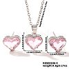 Brass Glass Heart Stud Earrings & Pendant Necklaces Sets for Women MH6858-4-1