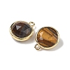 Natural Tiger Eye Faceted Flat Round Charms G-U028-03G-02-2