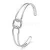 Non-Tarnish 304 Stainless Steel Hollow Rectangle Cuff Bangle for Women BJEW-D061-03P-2