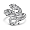 Anti-Tarnish Rhodium Plated 925 Sterling Silver Wrap Snake Finger Rings RJEW-Z040-16P-2