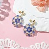 Flower Handmade Glass Seed Beads & Shell Pearl Dangle Stud Earrings EJEW-MZ00361-03-1