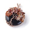 Natural Obsidian & Carnelian Big Pendants G-G771-B02-2