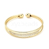 Brass Micro Pave Clear Cubic Zirconia 3-Line Open Cuff Bangles for Women BJEW-M312-06G-2