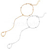 2Pcs 2 Colors Alloy Satellite Chains Finger Ring Bracelets for Women BJEW-CY0001-09-1