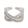 Rack Plating Brass Micro Pave Cubic Zirconia Open Cuff Rings RJEW-C080-09P-2