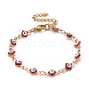 Enamel Rhombus with Evil Eye Link Chains Bracelet BJEW-P271-03G-2